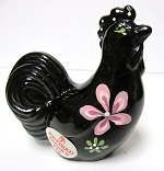 50845W Black Art Glass Handpainted Flower Power Rooster<br>(Click on picture-FULL DETAILS)<BR>