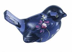 05163EW - 'Pink Daisies' on "Hyacinth Art Glass" Bird (click on picture for description)