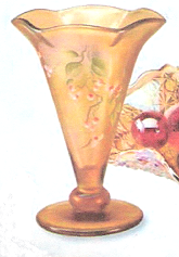 05973N1 - 8\" Berries on Autumn Gold trumpet Vase