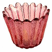 06012PJ -\'Pretty Patio\' Flower Votive/Bowl, \"Madras Pink\" Art Glass (click on picture for full details)