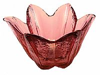 06020PJ -'Pretty Patio Petal Votive/Bowl, "Madras Pink Art Glass (click on picture for full details)