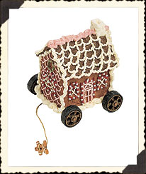654248 - "Gingerbeary" (Gingerbread house) Tug Along Pull Toy (click on picture for full details)