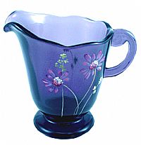 08164EW-'Pink Daisies' on "Hyacinth" Art Glass Pitcher (click picture for details)