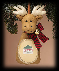87986 Mountain Moose Ornament w/Frame<br>Boyd\'s Plush<br>(Click on picture for full details)<br>
