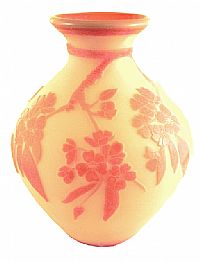 8808TW - 8'' Sunset Floral Cameo Carved Bumese Vase