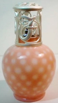 P004RE Fenton \"Rosalene\" Baby Dot Art Glass<br> Effusion Fragance Lamp by La Tee Da<br>(Click on picture for full Details)<br