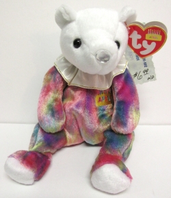 April, Happy Birthday Bear with Ruffle<BR>Ty - Beanie Baby<br>(Click on picture for full details)